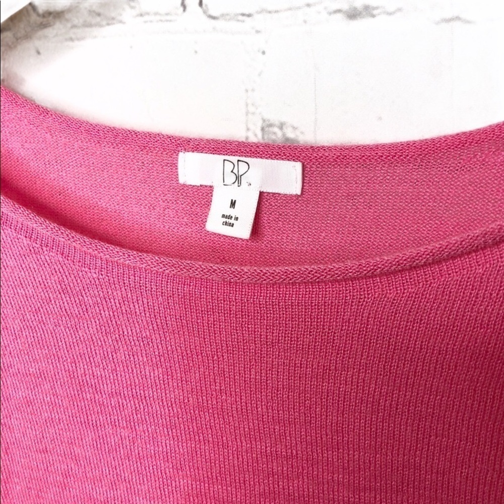 BP Pullover Knit Sweater High Low Hem Pink Size Medium Rolled Neckline - Picture 5 of 7